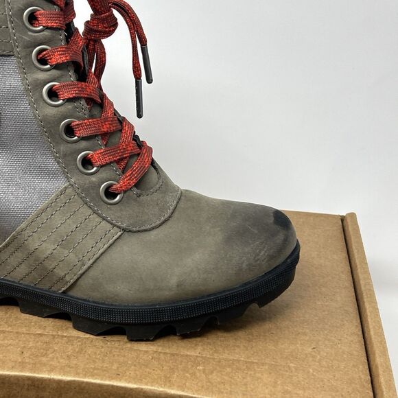 SOREL Lexie Wedge Ankle Boot Quarry Waterproof Leather Canvas Size 7.5/EU 38.5 - Picture 4 of 16